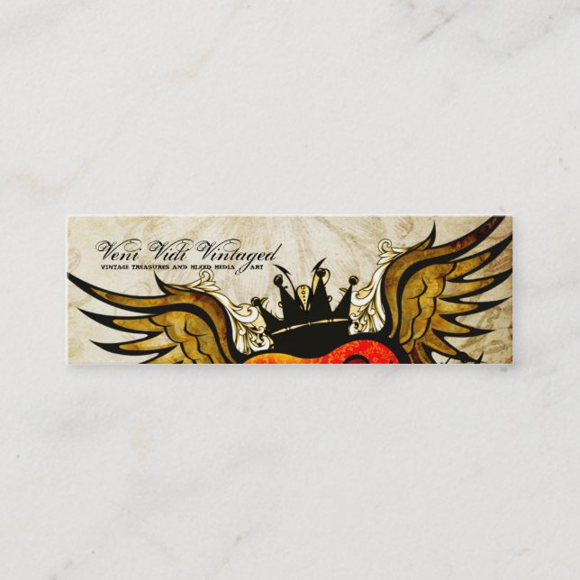 Cartes de visite de coeur à ailes par tatouage (Devant)