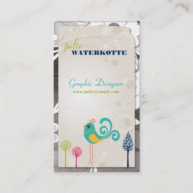 Cartes de visite de conception graphique de birdie (Devant)