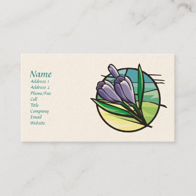 Cartes de visite de crocus de printemps (Devant)