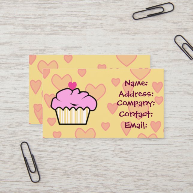 cartes de visite de cupcake doux (Devant/Arrière en situation)