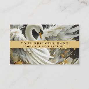 Cartes de visite de cygne noir et blanc d'or