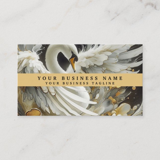Cartes de visite de cygne noir et blanc d'or (Devant)