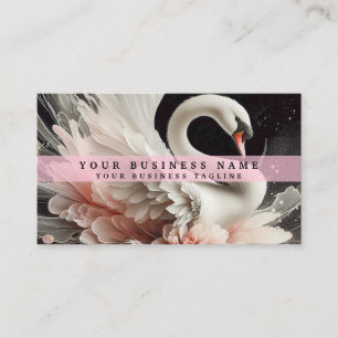Cartes de visite de cygne rose noir et blanc