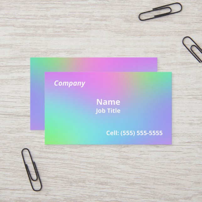 Cartes de visite de dégradé arc-en-ciel doux (Devant/Arrière en situation)