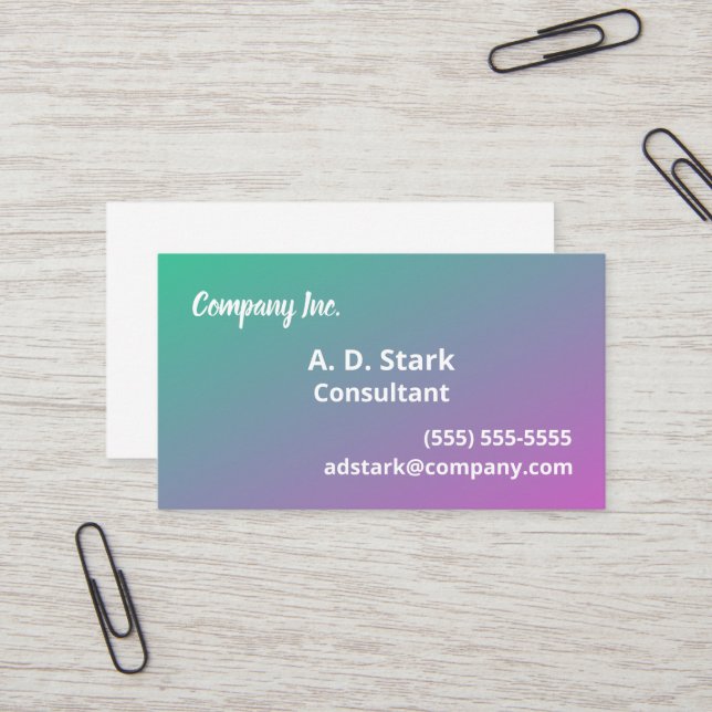 Cartes de visite de dégradé rose vert (Devant/Arrière en situation)