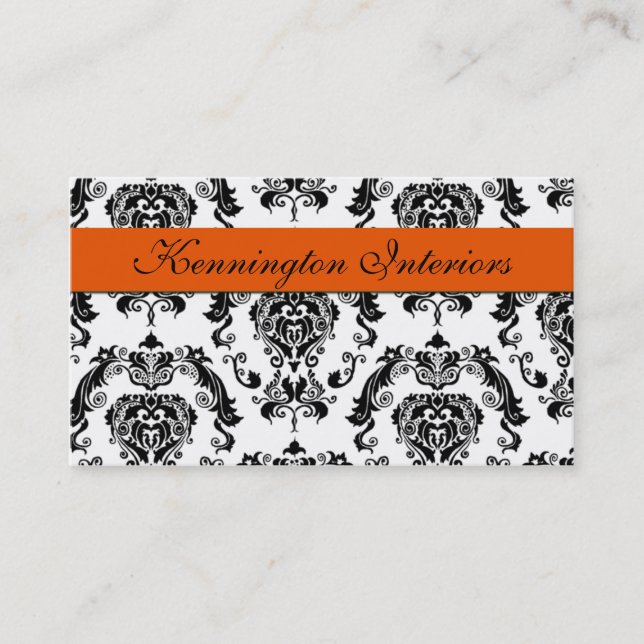 Cartes de visite de dentelle Sherbet Orange Black  (Devant)