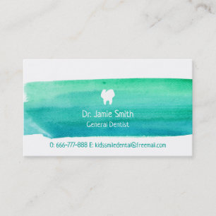 Cartes de visite de dentiste d'aquarelle de vert