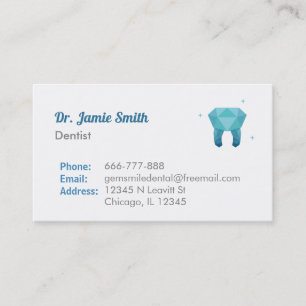 Cartes de visite de dentiste de logo de dent de