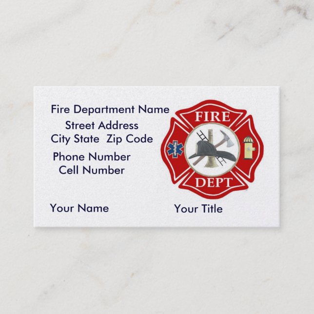 Cartes de visite de département du feu avec la (Devant)