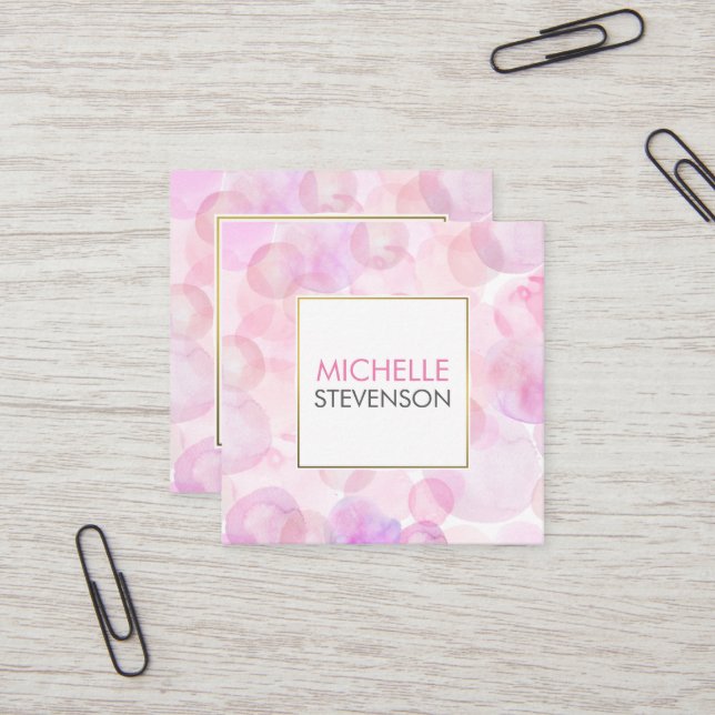 Cartes de visite de design d'intérieur d'aquarelle (Devant/Arrière en situation)