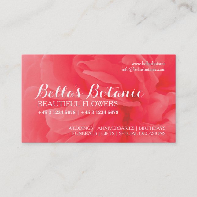 Cartes de visite de fleuriste de rose de rouge (Devant)