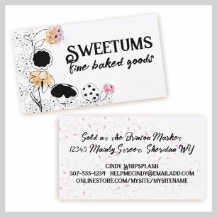 cartes de visite de fleurs de bonbons à