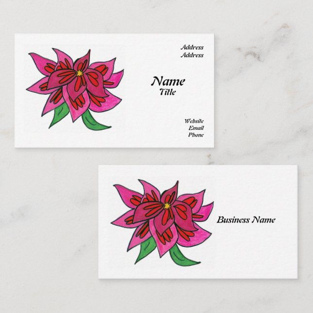 Cartes de visite de fleurs roses (Devant / Derrière)