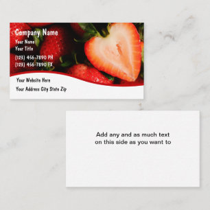 Cartes de visite de fraises alimentaires