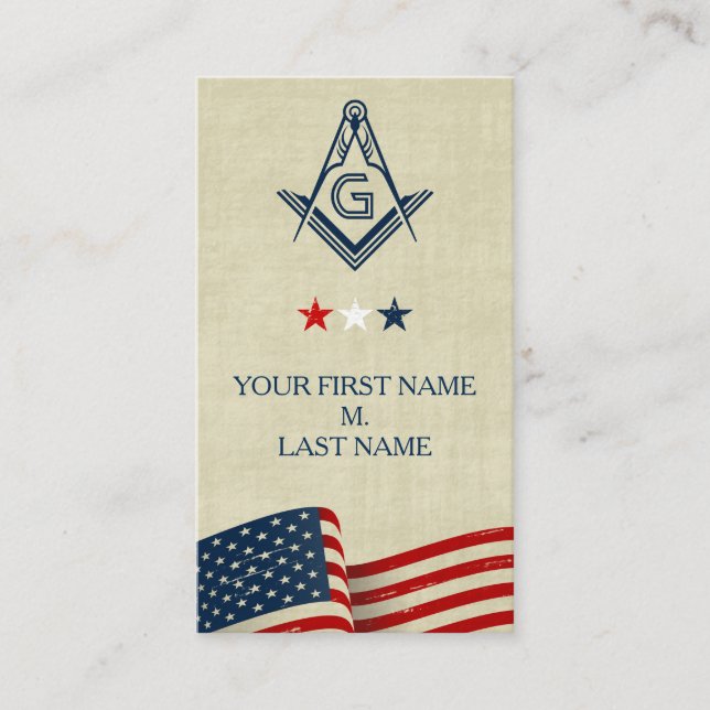Cartes de visite de Freemason | Ancien drapeau amé (Devant)