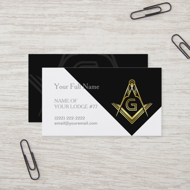 Cartes de visite de Freemason | Modèles maçonnique (Devant/Arrière en situation)