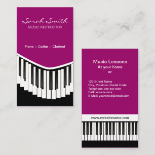 Cartes de visite de Fuschia de musique de piano