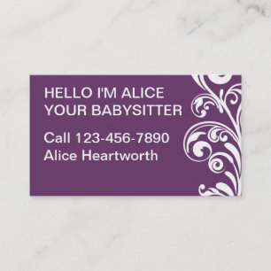 Cartes de visite de garde d'enfants simples