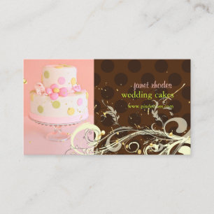 cartes de visite de gâteau mariage rose/chocolat