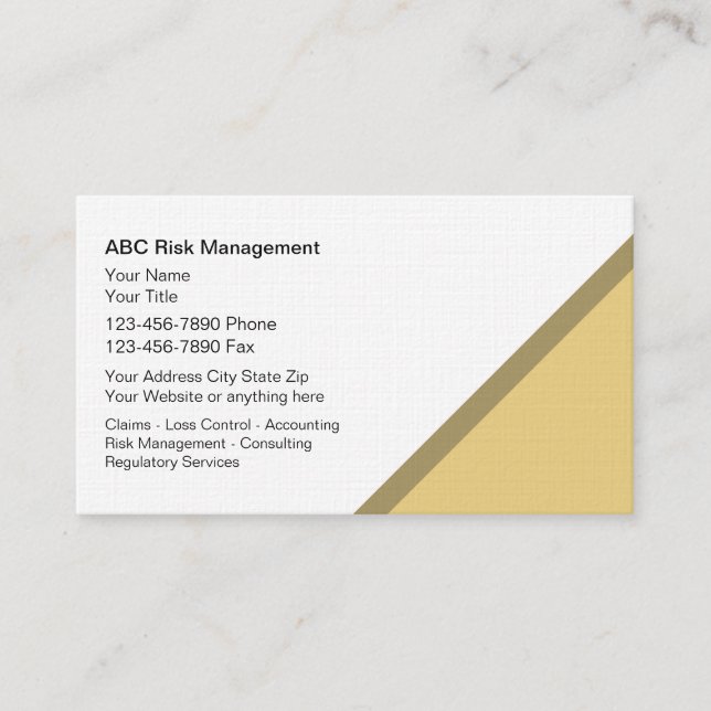 Cartes de visite de gestion des risques (Devant)