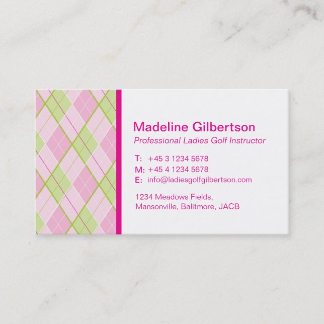 cartes de visite de golf des dames d'Arygle (Devant)