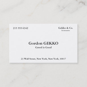 Cartes de visite de Gordon Gekko