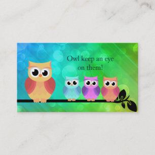 Cartes de visite de hibou de babysitter