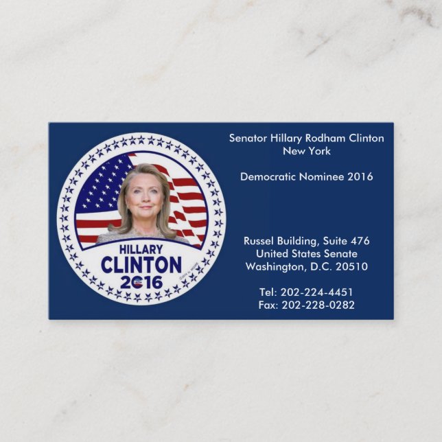 Cartes de visite de Hillary Clinton (Devant)