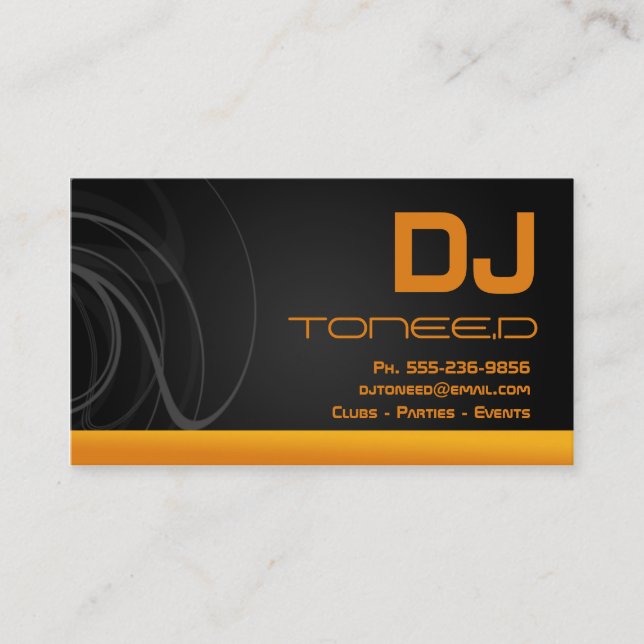 Cartes de visite de jockey de disque du DJ oranges (Devant)