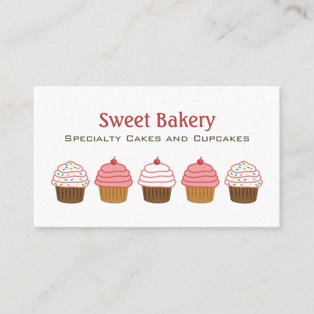 Cartes de visite de la boulangerie Cupcake (Devant)