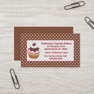 Cartes de visite de la boulangerie Cupcake