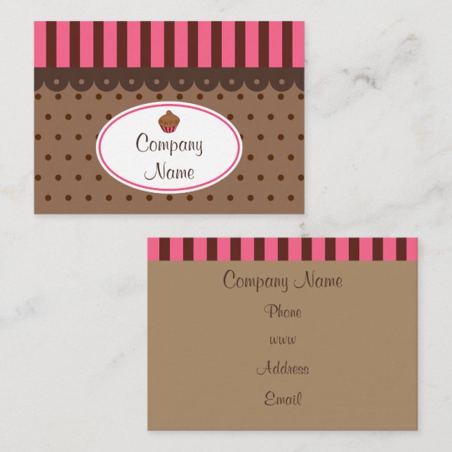 Cartes de visite de la boulangerie Cupcake (Devant / Derrière)