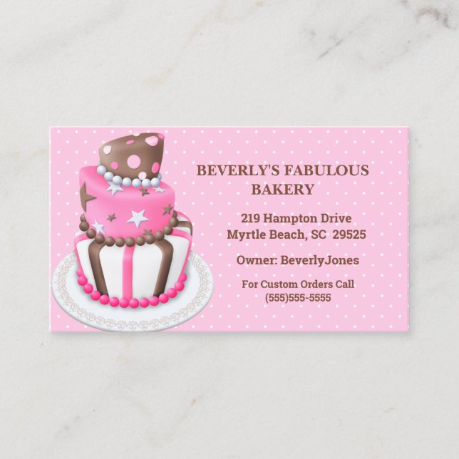 Cartes de visite de la boulangerie moderne Pink Ca (Devant)