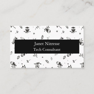 Cartes de visite de la Chouette noire et blanche