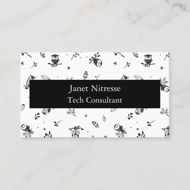 Cartes de visite de la Chouette noire et blanche (Devant)