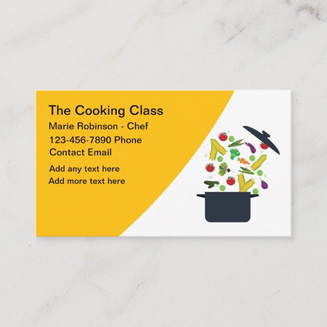 Cartes de visite de la classe Cuisines tendance. (Devant)