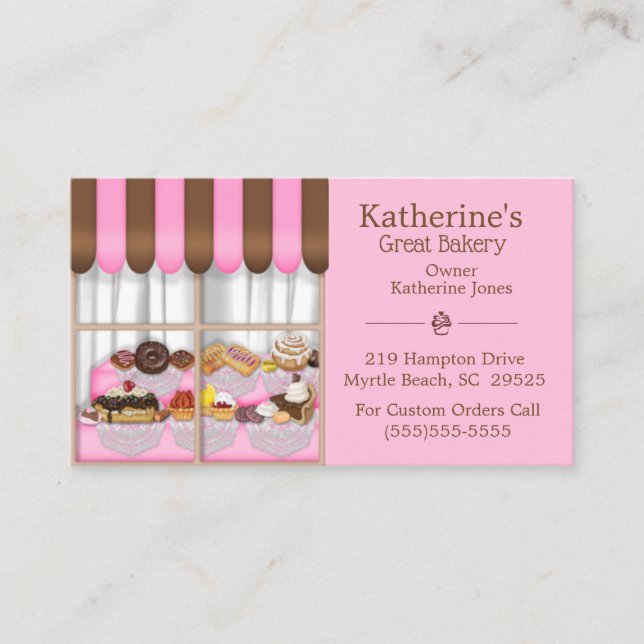 Cartes de visite de la fenêtre de boulangerie (Devant)