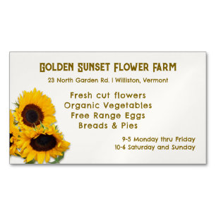 Cartes de visite de la ferme Stand Sunflowers