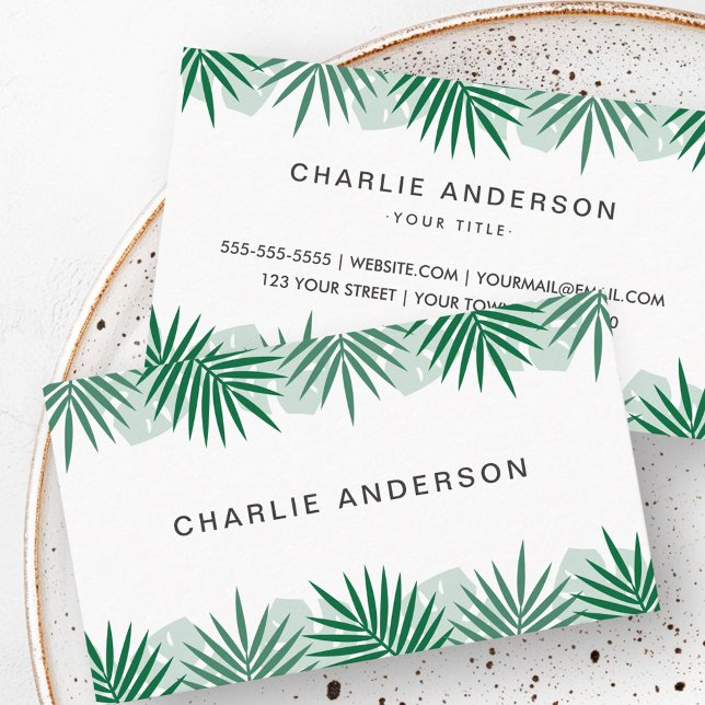 Cartes de visite de la frontière des feuilles trop (Tropical leaf border business cards)