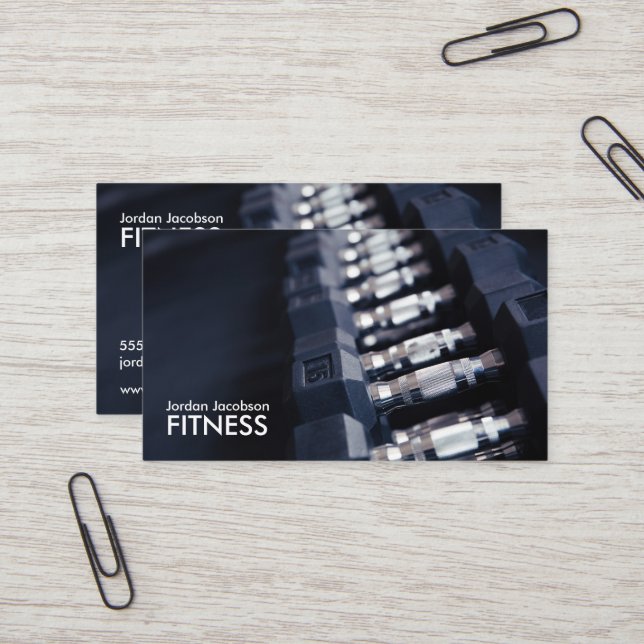 Cartes de visite de la remise en forme de Dumbbell (Devant/Arrière en situation)