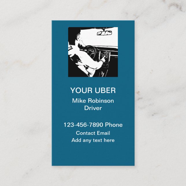 Cartes de visite de la voile de conduite Uber (Devant)