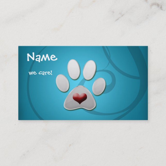 Cartes de visite de l'animal de compagnie de coeur (Devant)