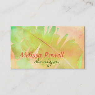 cartes de visite de l'aquarelle des feuilles tropi