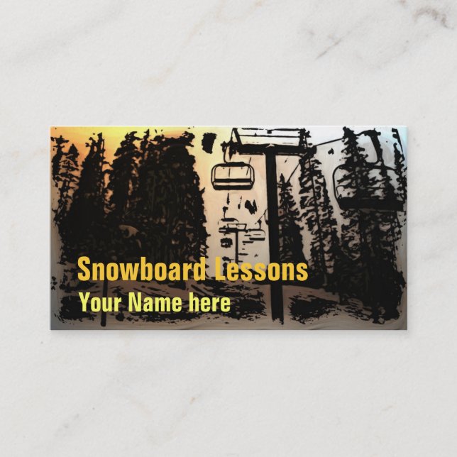 Cartes de visite de leçons de snowboard personnali (Devant)