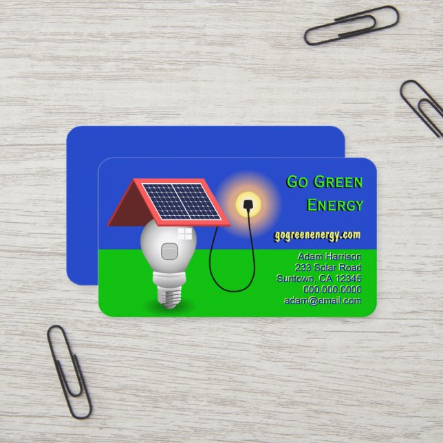 Cartes de visite de l'énergie solaire devenez écol (Devant/Arrière en situation)