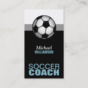Cartes de visite de l'entraîneur de football bleu 