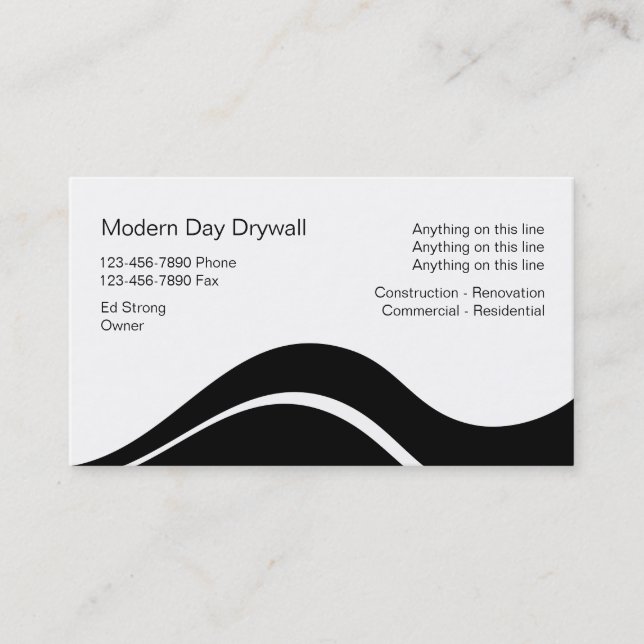 Cartes de visite de l'entrepreneur de drywall (Devant)