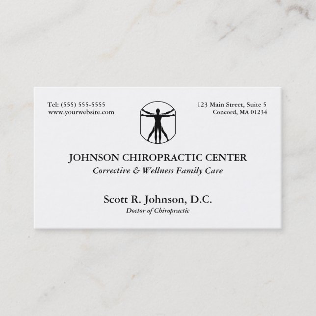 Cartes de visite de logo de chiropractie (Devant)