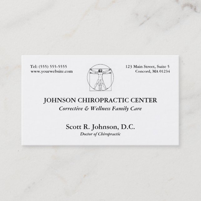 Cartes de visite de logo de chiropractie (Devant)