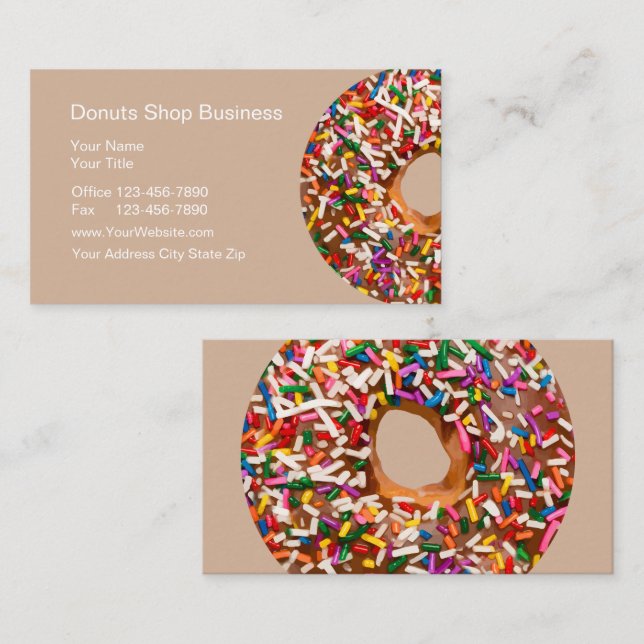 Cartes de visite de magasin de beignet (Devant / Derrière)
